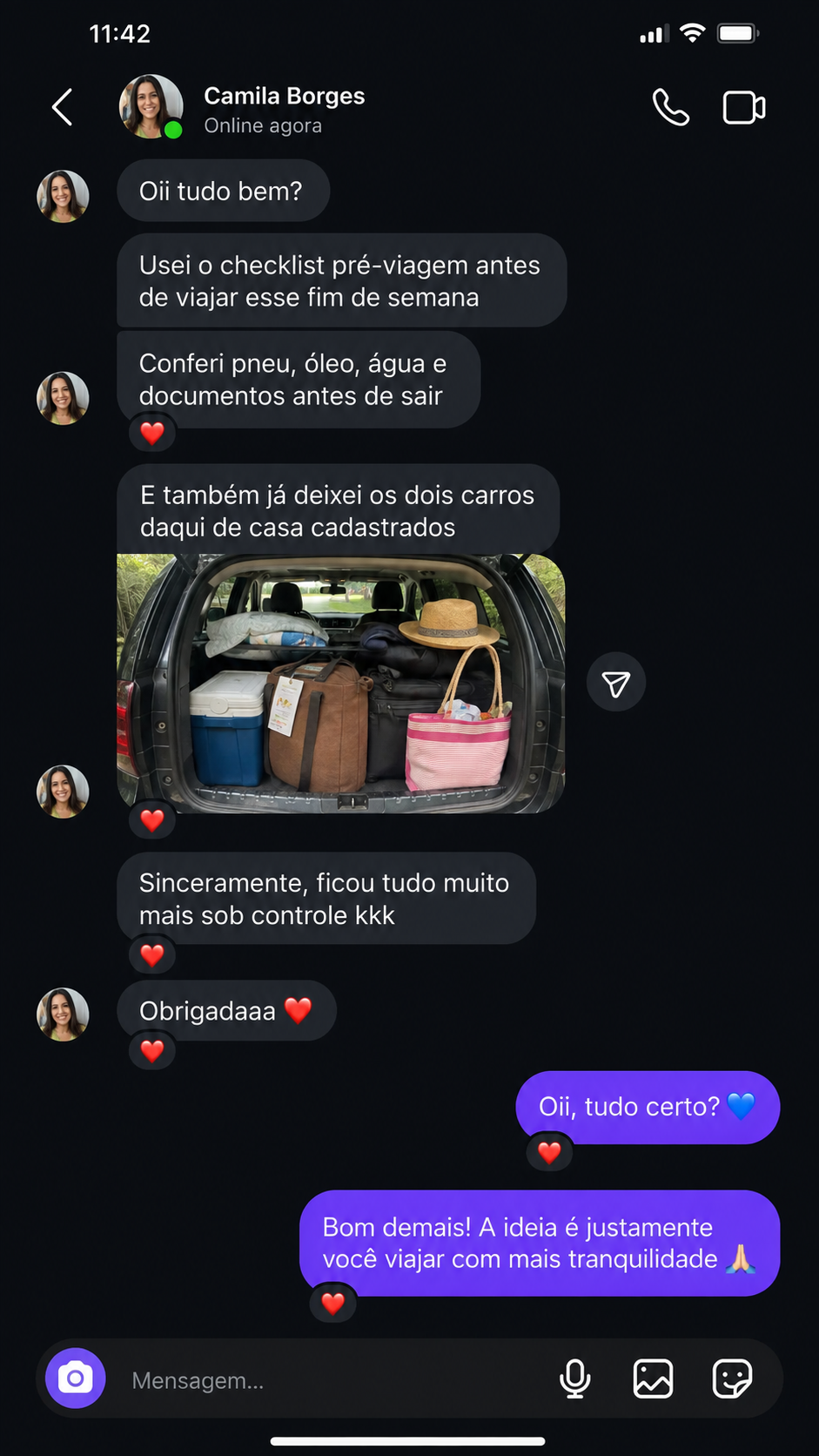 Depoimento de usuário enviado por WhatsApp