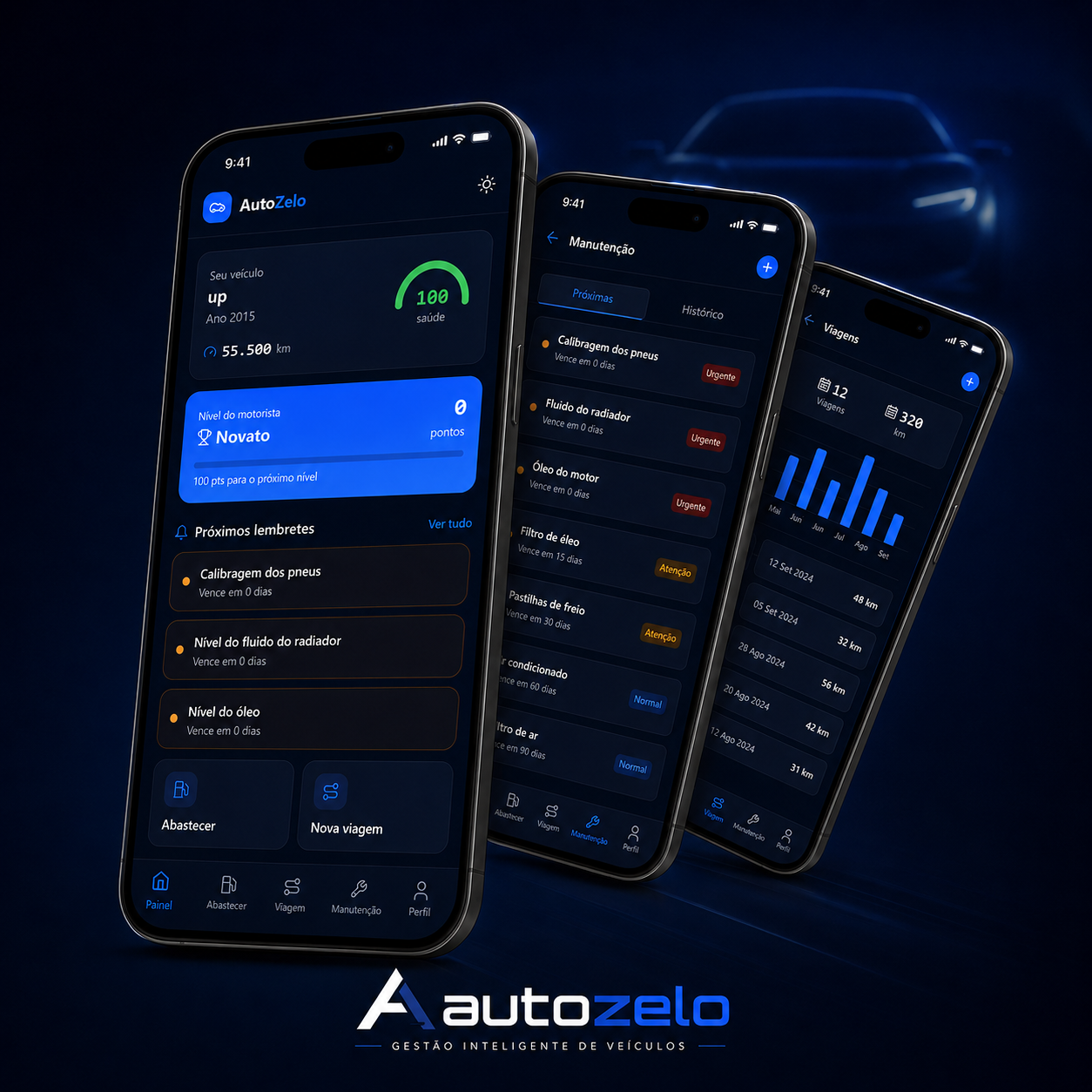 Aplicativo AutoZelo aberto na tela do celular