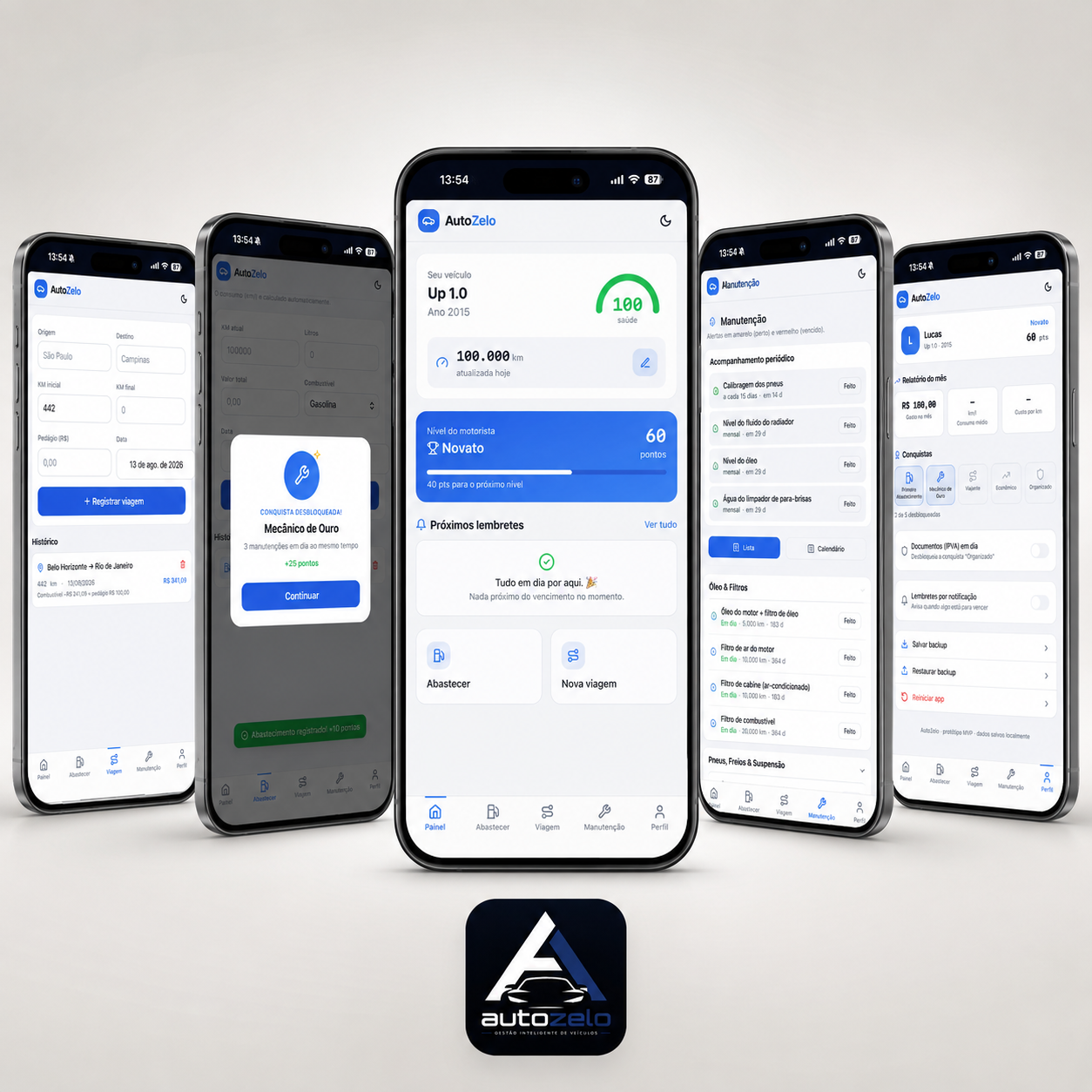 Aplicativo AutoZelo em uso no celular